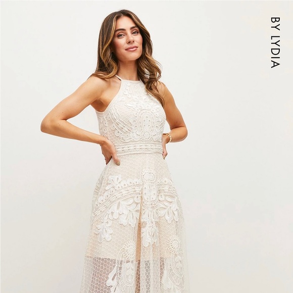 Karen Millen Dresses Karen Millen Applique Halter Woven Midi Dress